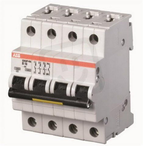 S203P-B16 NA Jistič 16A char. B 4P 15-25kA AC s nulov. pólem ABB 2CDS283103R0165