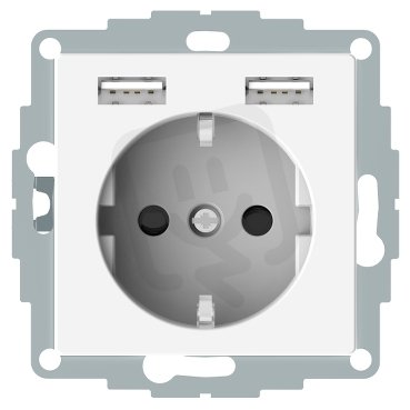 Zásuvka SCHUKO ELSO 16A + 2x USB nabíječka 2.4A, čistě bílá ELG365344