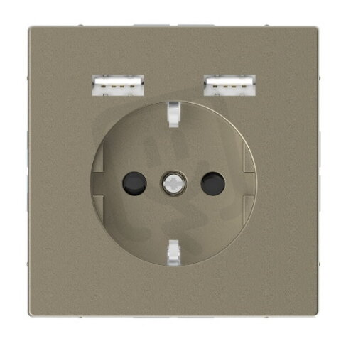 Zásuvka Merten D-Life SCHUKO 250V + 2xUSB 2.4A 16A Sahara SCHNEIDER MTN2366-6033