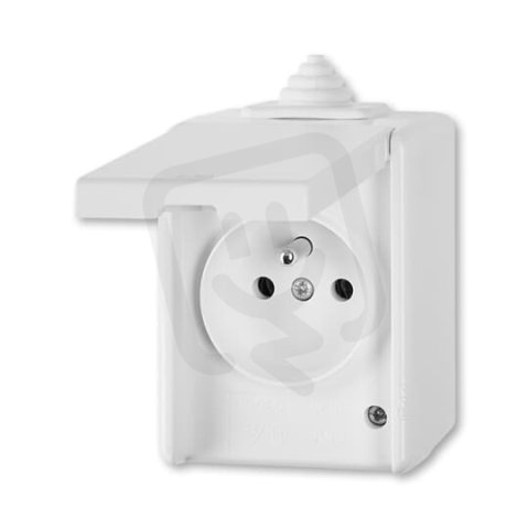 ABB 5598-2929B Zásuvka jednonás. s víčkem, s ochranou před přepětím, plast, IP44
