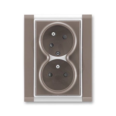 Dvojzásuvka s clonkami bezšroubová 5513F-C02357 26 lungo/mléčná bílá Time ABB