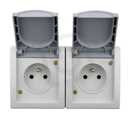 Nástěnná zásuvka ČSN dvojitá, horizontální, IP54 SCHRACK EV211012--