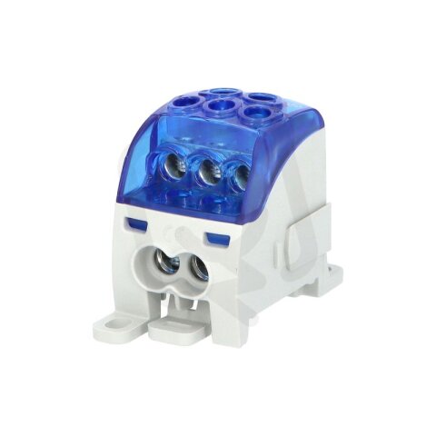 Blok pro rozdělení fází PDB 210, 1pól., 214A, 690V, modrý/průhl. víko, na DIN