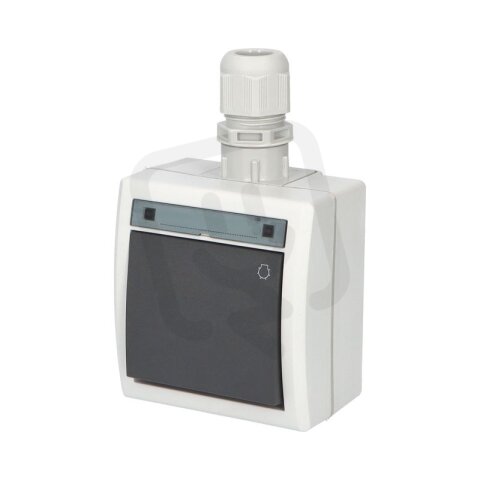 ATLAS 2K IP65 Tlačítko symbol 'světlo' č.1/0 s vývodkou M20, na povrch, šedý