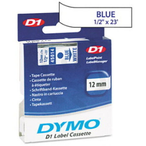 45014 DYMO páska D1 plastová 12mm, modrý tisk / bílý podklad, návin 7m S0720540