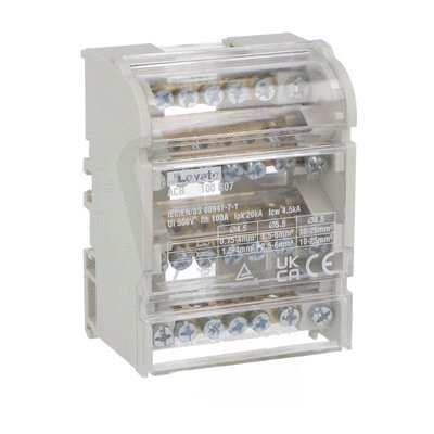 Distribuční blok 4P 100A 7 svorek