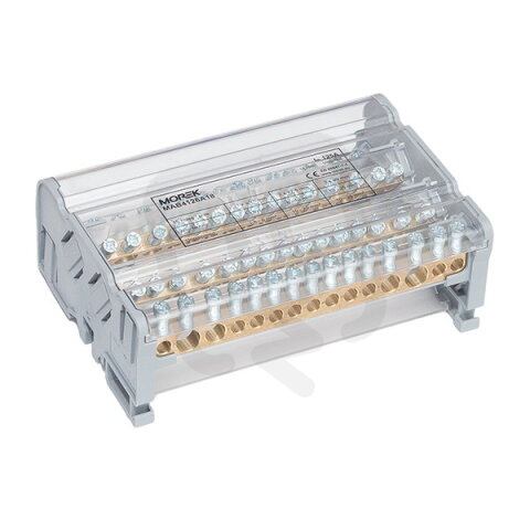 Distribuční blok MOBLOCK MAB 125A-15 (4 pól) 2x35+2x25+11x6mm2 MOREK MAB4126A18