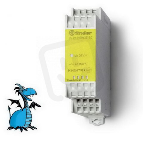 Relé s NVK, DIN, 1Z+1R 6A, 24V DC, BS, Au FINDER 7S.12.9.024.5110