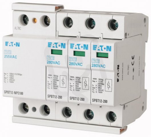 Eaton 158332 Svodič přepětí třídy T1+T2 (B+C),3pól+N/PE,TN-S,TT SPBT12-280-3+NPE