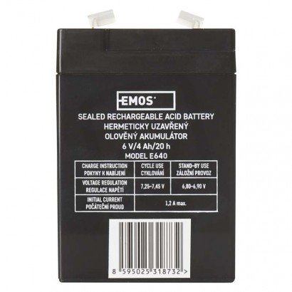 Náhradní akumulátor AKU. SLA 6V 4AH FAST.4,7 MM EMOS B9641