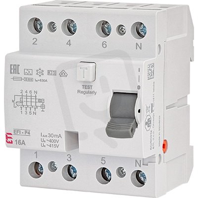 Proudový chránič EFI6-P4 AC 16/0,03 30mA ETI 002061650