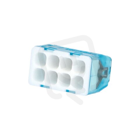 Svorka krabicová miniaturní PC218S bezšroubová 8x 0,2-2,5 mm2, transp/modrá