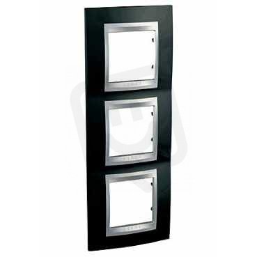 Schneider MGU66.006V.093 Krycí rámeček Top trojnásobný vert., Rhodium Black/alu
