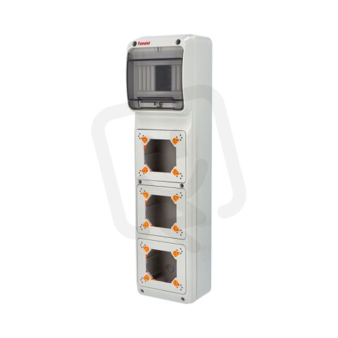 Famatel 3960 Skříň 3960 ACQUA Combi IP65, 3 otvory, 6 modulů, 490x126x107mm