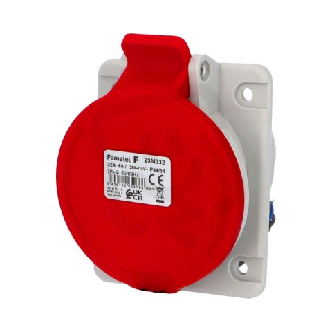 Zásuvka vestavná 23M332 IP44-54/400V/32A/4P 6h, šikmá 10°, mikrospínač SpeedPRO