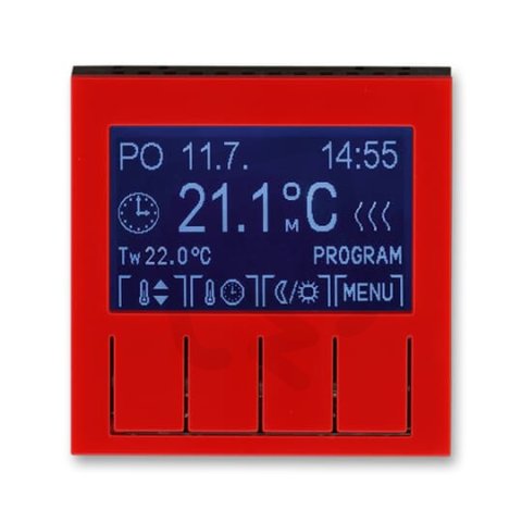 Termostat pokojový programovatelný 3292H-A10301 65 červená/kouř. černá Levit ABB