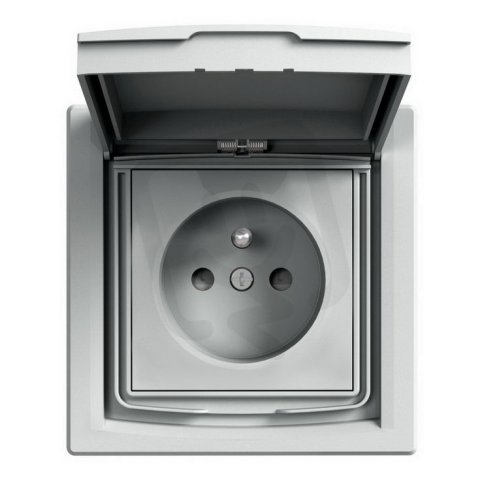Asfora Zásuvka 2P+PE 250V 16A, clonky, IP44, alu SCHNEIDER EPH2800361