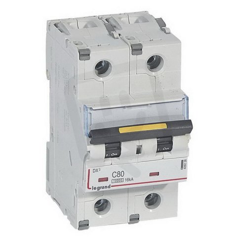 DX3 JISTIČ, 2 PÓLOVÝ, CHAR. C,80A 10000A/16KA LEGRAND 409228