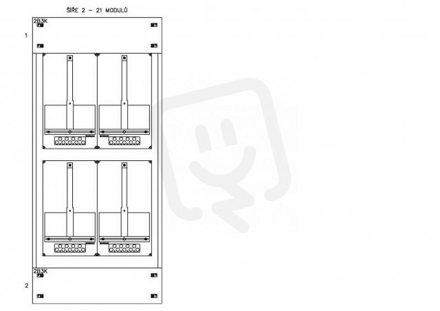 Konstrukce elektroměrová 2-24, 2-řadá, plastové panely SCHRACK CSIL127224