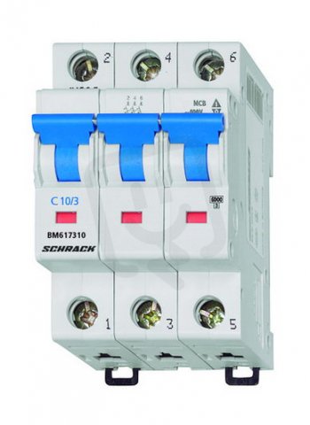Instalační jistič 6 kA, C 10A, 3P SCHRACK BM617310--
