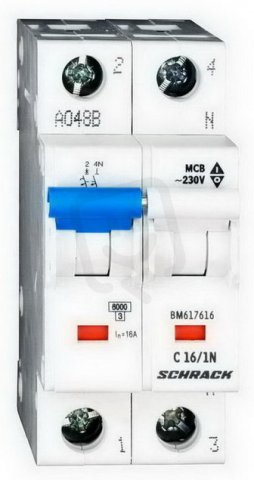 Instalační jistič 6 kA, C 16A, 1+N SCHRACK BM617616--