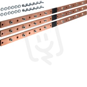 Cu sběrna 40x10mm, 940mm, pro 4 pole, 3ks včetně šroubů HAGER UM08K