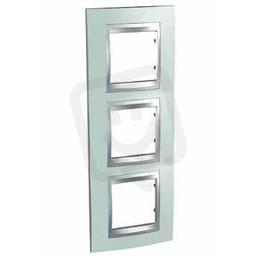 Schneider MGU66.006V.094 Krycí rámeček Top trojnásobný vert., Fluor Green/alu