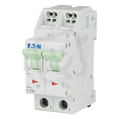 PLI-C8/2 Jistič PLI (bezšroubové svorky nahoře) char C 2-pólový 10kA 8A 101297