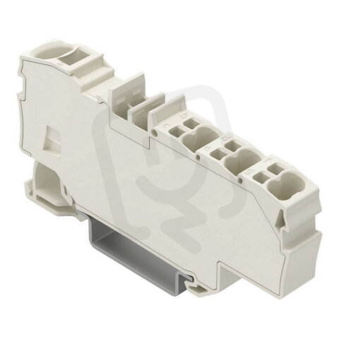 Distribuční svorka, S ovládacími otvory, 1× 6 mm2 / 6× 1,5 mm2, Světle šedá
