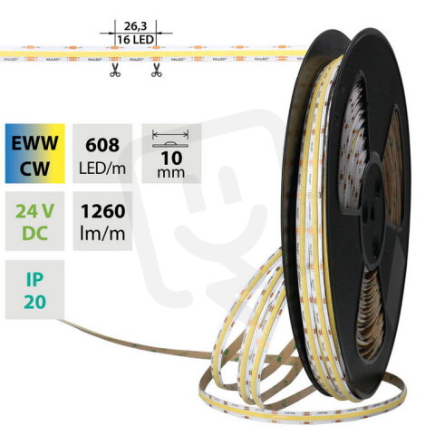 LED pásek COB dual white EWW-CW 14W  DC24V 1260lm/m CRI90 IP20 10mm