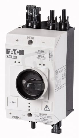 SOL20/2MC4 Odpínač 1000V DC ve skříňce IP65 20A 2pól vstup 2xMC4 výstup 1xMC4