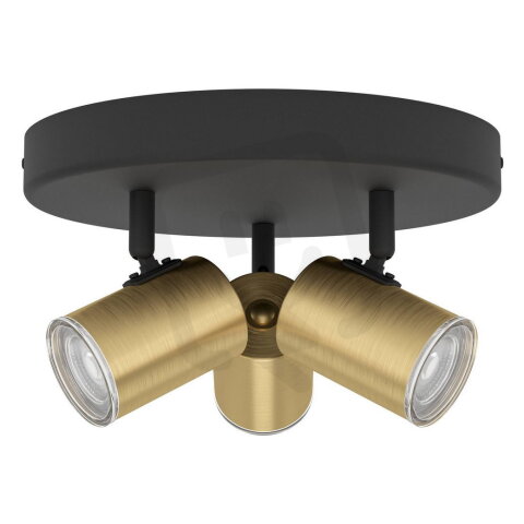 Stropní bodové svítidlo CONSUMA 1 GU10 15W IP44 černá/matná mosaz EGLO 300586