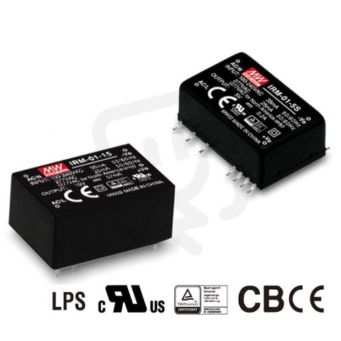 Miniaturní zdroj SMD 1W 3,3V 300mA MEAN WELL IRM-01-3.3S