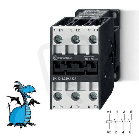 Stykač 6K.13.8.230.4324, 3Z/24A/11kW, cívka 230V AC FINDER 6K1382304324
