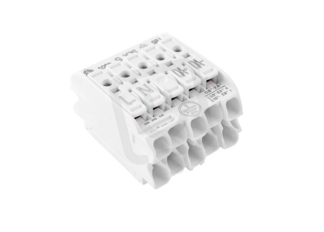 Svorkovnice SLK 5/5 E-PIEC (L-N-E-DA+DA-) pro svítidla PC bílá Eleman 1001634