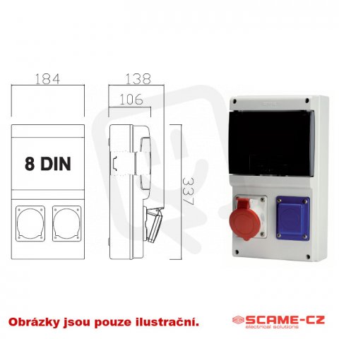 Zásuvková rozvodnice s chráničem D231 2x230V SCAME D231.2000-8
