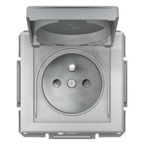 Asfora Zásuvka 2P+PE 250V 16A, clonky, IP44, alu SCHNEIDER EPH2800661