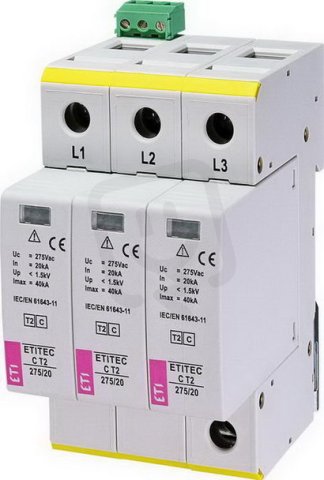Svodič přepětí  ETITEC C T2 275/20 3+0 RC síť TNC ETI 002440400