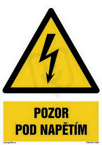Pozor - pod napětím, fólie 74x52, W012-11.SA
