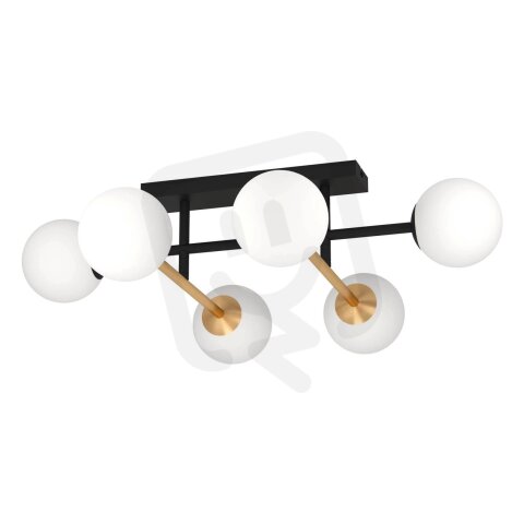 Stropní svítidlo PAZ 6xE14 černá/kartáčovaná mosaz/bílá 240W IP20 EGLO 390176