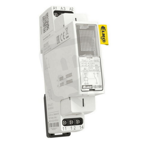 Pomocné relé 1x16A přepínací, AC 230V, AC/DC 24V VS116K/červená ELKO EP