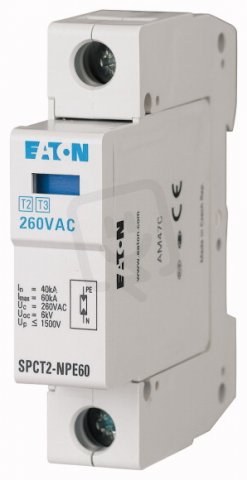 Eaton 167618 Svodič přepětí třídy T2 (II,C),modulový,N-PE,Un=260V SPCT2-NPE60/1