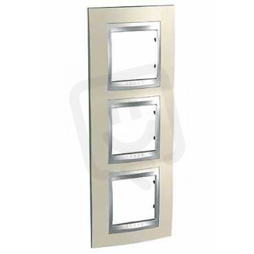 Schneider MGU66.006V.095 Krycí rámeček Top trojnásobný vert., Opal Titanium/alu