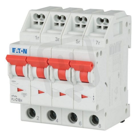 PLI-C10/4 Jistič PLI (bezšroubové svorky nahoře) char C 4-pólový 10kA 10A 101361