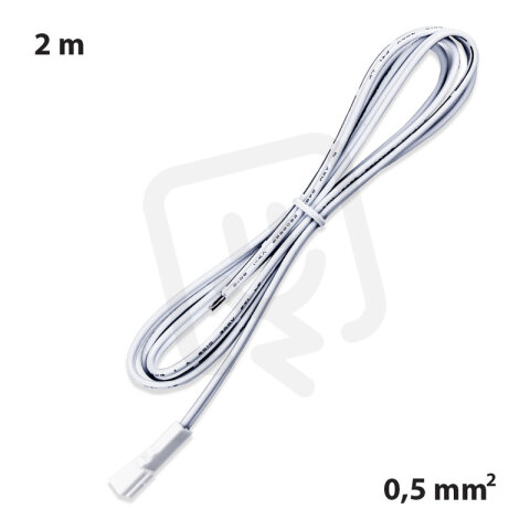 Připojovací kabel s FP konektorem (zásuvka), 2m  0,5mm2, bílý, volný konec 5mm