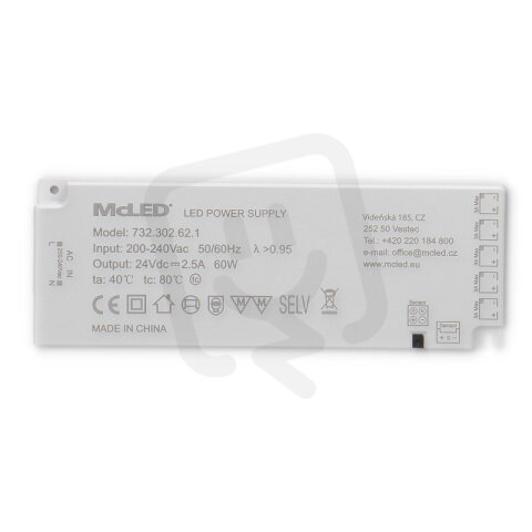 Ultra tenký Smart LED napájecí zdroj 60W/24V/2,5 A MCLED ML-732.302.62.1