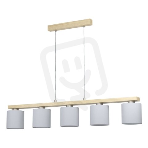 Závěsné svítidlo CASTRALVO nikl-mat/dřevo/bílá 5X28W IP20 EGLO 901291