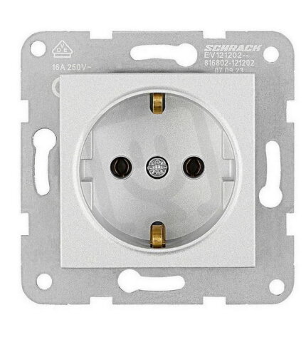 Zásuvka SCHUKO, šroubové svorky, stříbrná SCHRACK EV121202--