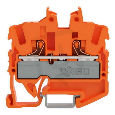 2vodičová průchozí svorka Mini, s ovládacím tlačítkem, 2,5 mm2, Oranžová