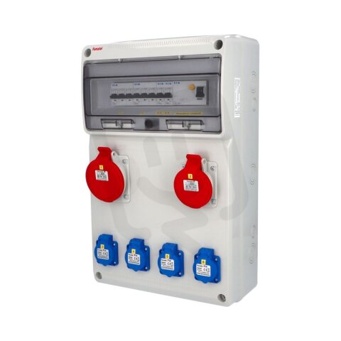 Zásuvková skříň FAMATEL vf625-6kA IP54 jištěná s chráničem 63/4/003-A